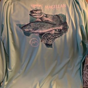 Magallanes men 2xl dri fit teal blue fishing shirt